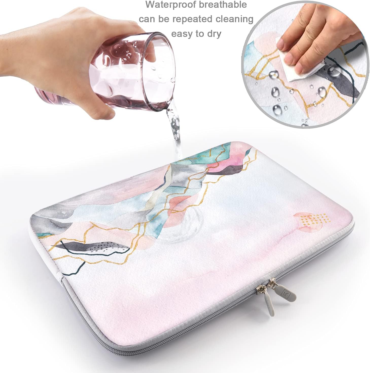 Laptop Sleeve, iCasso 13-13.3 Inch Stylish Flower Pattern Canvas Stitching Leather Briefcase Cover Case Bag for MacBook Air/Pro/Ultrabook/Notebook/iPad Pro - Watercolor Scenery