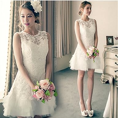 Amazon 白 ワンピース 激安 ドレス 二次会 花嫁 ウェディングドレス