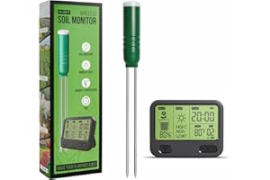 Reyke Soil Moisture Meter for Plants, 4-in-1 Soil Tester for Moisture/Temperature/Sunlight/Time, Digital Sensor, Plant Water Meter for Outdoor & Indoor Plants,Ideal for Garden, Farm, Lawn