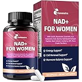 Femmetra NAD+ Supplements for Women | NAD Resveratrol for Cellular Energy, DIM & Cranberry for Hormone Balance & Estrogen Balance | Non-GMO, 120 Capsules