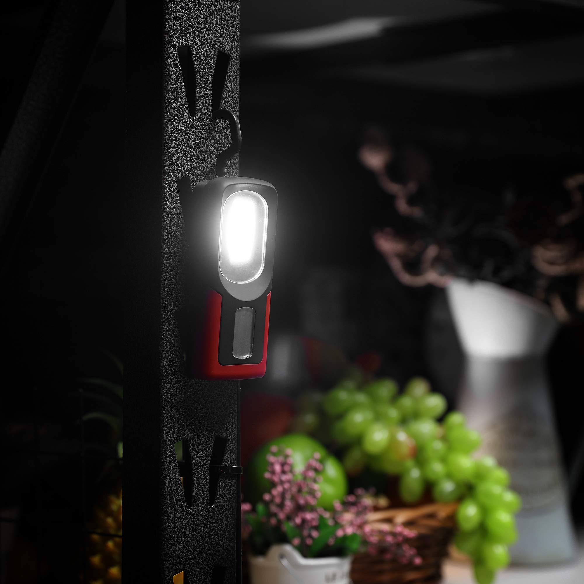 Aiprov Rechargeable LED Work Light,200 Lumens Magnetic Base And 360°Hanging Hook COB Flashlight, Waterproof Flood Light,SOS Red Warning Lights For Car Repairing,Outdoor Camping Fishing Hiking and Emergency