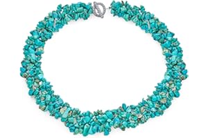 BLING JEWELRY Big Chunky Purple Amethyst Pink Quartz Black Onyx Blue Lapis Green Pink Quartz Blue Red Turquoise Gemstone Chips Cluster Multi Strand Statement Bib Collar Necklace For Women