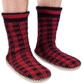 cosyone1997 Men's Slipper Socks, Winter Cable Knit Non-Skid Warm Slipper Socks, Cozy Soft Indoor Socks with Fluffy Sherpa Lined
