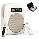 Voice Amplifier with Bluetooth lavalier Microphone, Teacher Bluetooth Amplifier, Portable Voice Amplifier, Clip on Microphone System Bluetooth Speaker - Beige