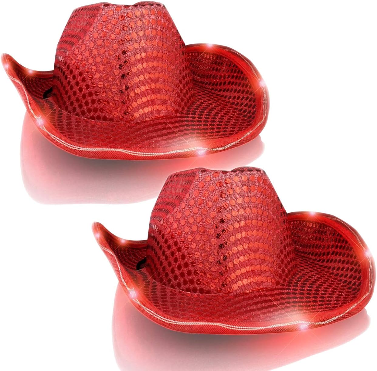 Two Pack LED Flashing Cowboy Hat with Red Sequins Clothing