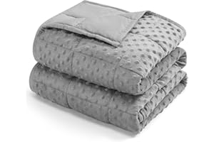 Kivik Breathable Weighted Blanket for Adults, 15 lbs Ultra Soft Minky Dot Heavy Blankets, Reversible Cooling and Warm Blanket for All Seasons, Machine Washable, 60"x80" Queen Size, Grey