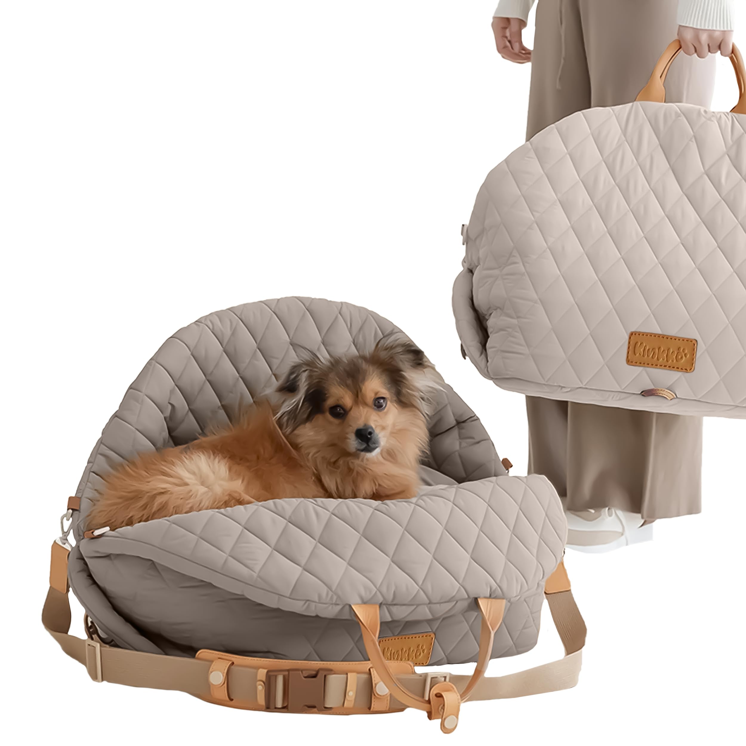Photo 1 of Dog Car Seat for Small Dogs – 3-in-1 Travel Carrier, Booster & Dog Bed for Car – Washable, Anti-Slip, Safety Straps – Fits Front & Back Seats – Cozy Pet Car Seat up to 25 lbs – Grey