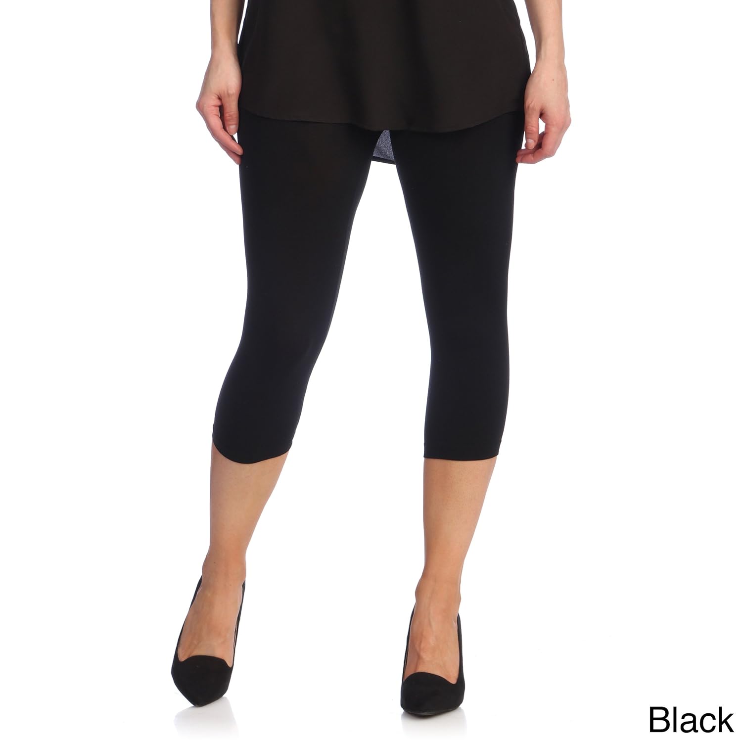 btc women's cotton 3/4th capri (btc-co-001, black and white)