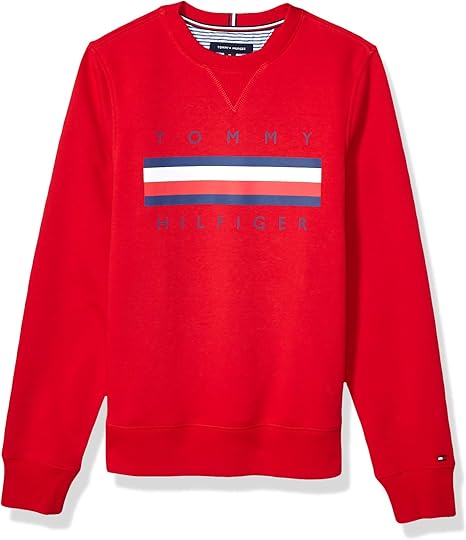 tommy hilfiger junior linear logo crewneck sweatshirt black