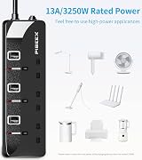 PIBEEX 3 Way Extension Lead 1.5M UK Plug Sockets with Individual Switches view 3