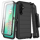 KECAI for Samsung Galaxy A26 5G Case with Belt Clip Holster,2X Screen Protectors & Kickstand,Heavy Duty Shockproof Drop Protection Bumper Military Grade Full Body Rugged Durable Phone Cover (Black)