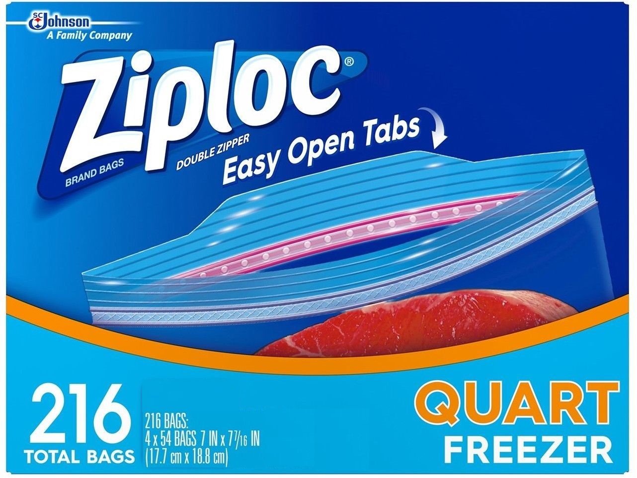 Ziploc Heavy Duty Freezer Quart 4x54 Bags 17.7cmx19.5cm Amazon.co.uk