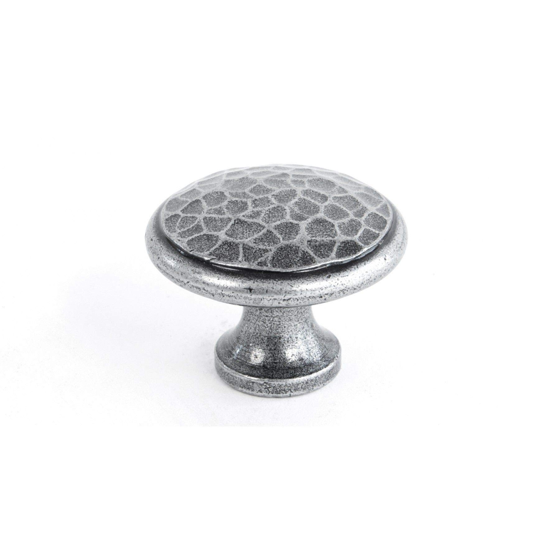 Handmade Beaten Knob 1 1/4" - Pewter Patina