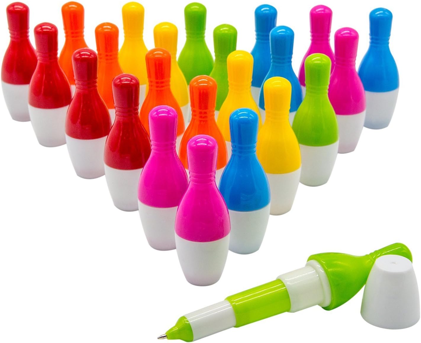 Bowling Style Ballpoint Pens, Perskii Cute Mini Ball Pen Retractable Pen Creative Novelty Gift for Students Kids 0.5 mm Blue Ink - Pack of 24