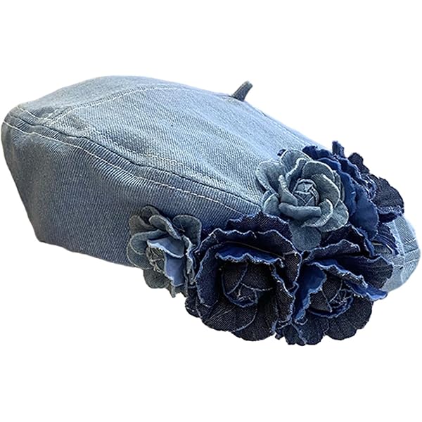 Besforta Flower Denim Beret Hat for Women French Style  display picture 1
