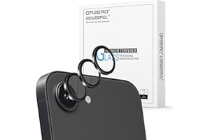 Orzero (3 Pack) Camera Lens Protector Compatible for iPhone 16e, Protector de Cámera Individual 3D Alloy Metal Ring Glass Cover CD Pattern Case Friendly Original Color - Black