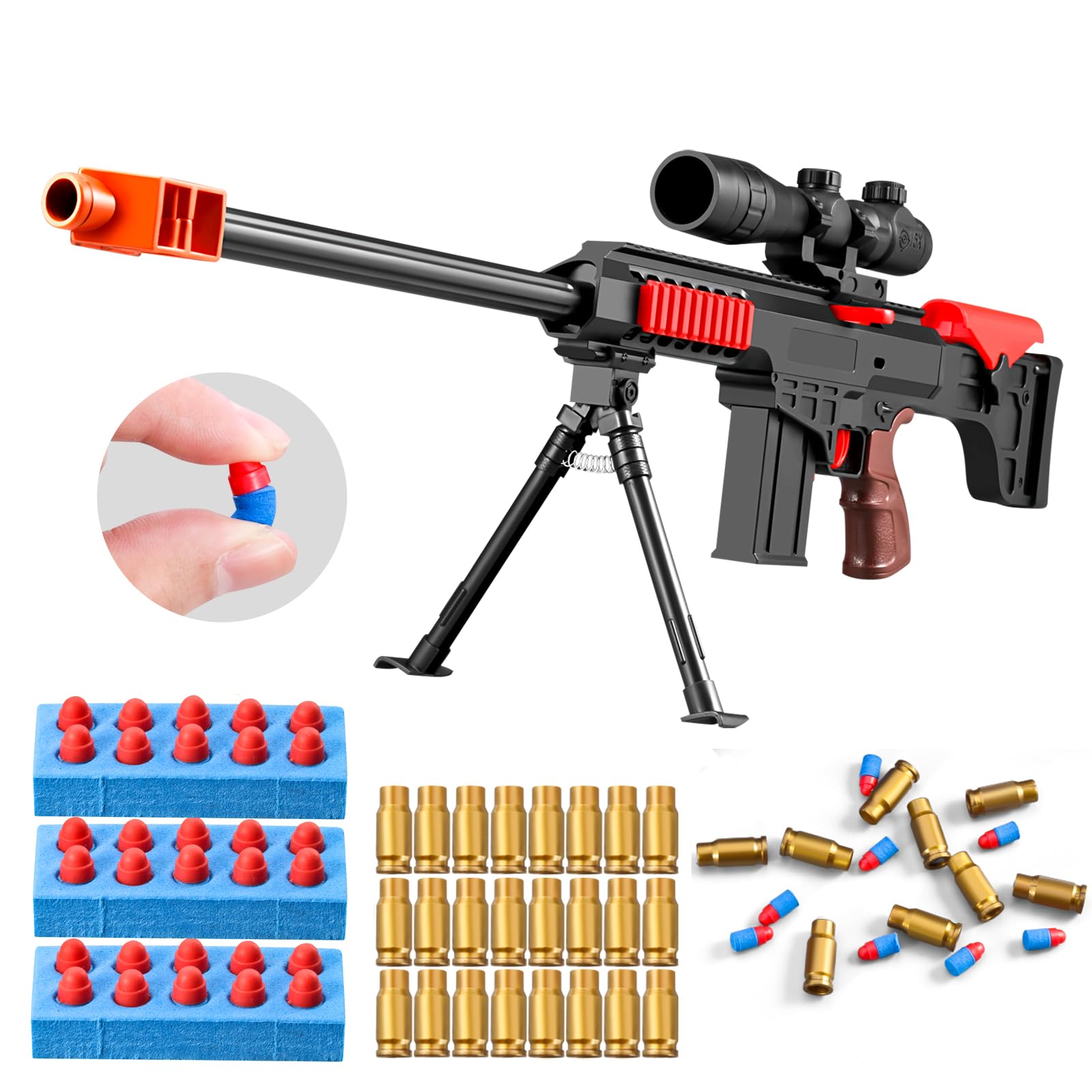 Bsyzyani Shell ejecting Kids with Foam Fake Shotgun Soft Bullet Toy Gun and for Realistic Dart Blaster Shooting Games Boys Birthday for Age8 9 10 12+ Year Old Kid Gift with Scope Sniper Rifle (Black)