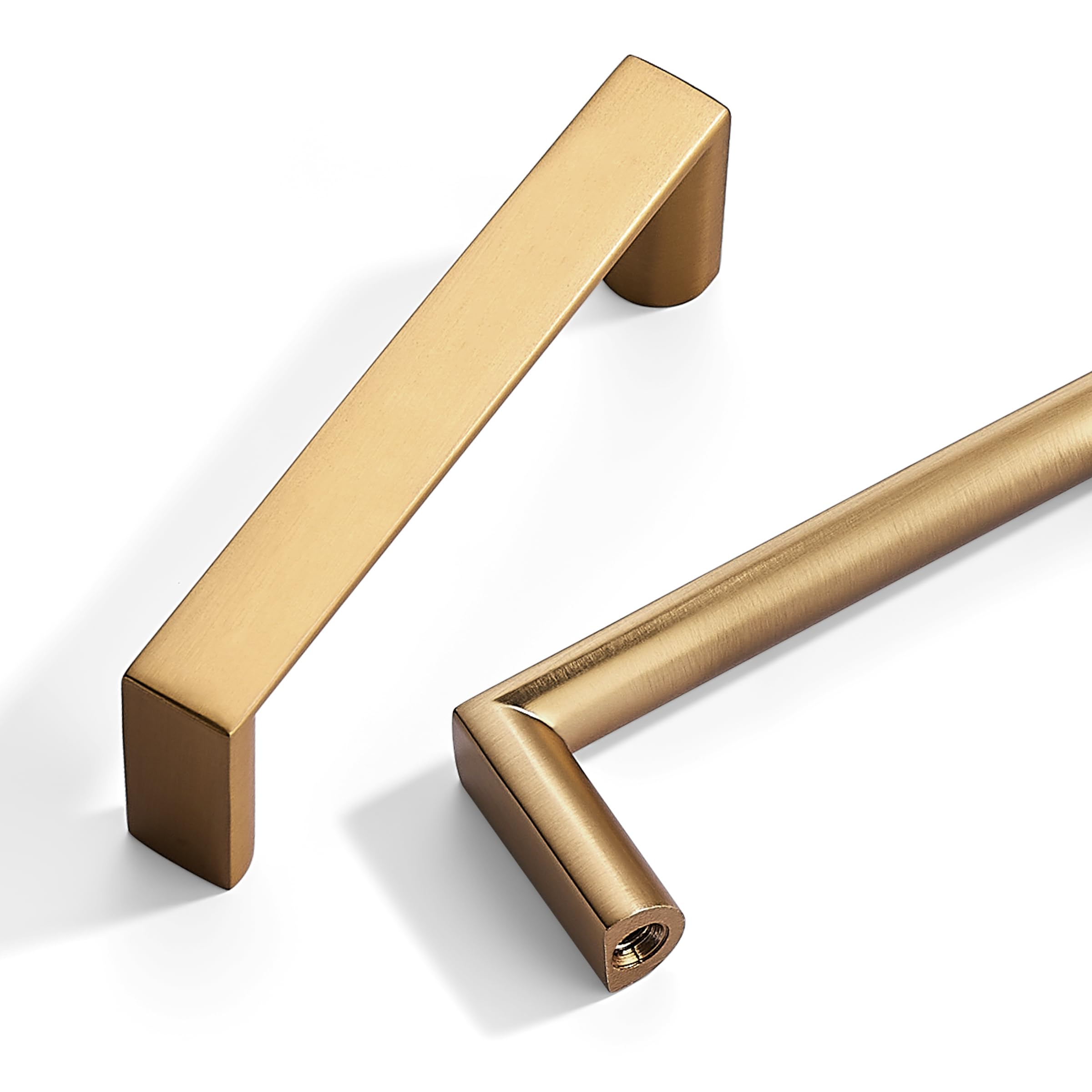 Synkylux 10 Pack Brushed Brass Cabinet Pulls 3-inch(76mm) Hole Center Kitchen Cabient Hardware Gold Cabinet Handles Drawer Pulls,Cabinet Pulls,Cupboards, Dressers and Square Solid Metal Hardware