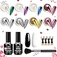 Beetles Metallic Chrome Nail Powder Kit Black White Colors Gel Polish Mirror Effect Holographic Metallic Nail Polish Chrome Manicure Art Decoration Glitter Nail Powder Valentine's Day Gifts for Women