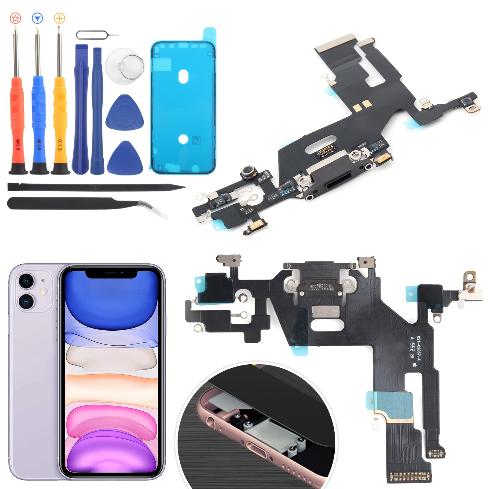 RongZy Dock Connector for iPhone 11 USB Charging Port Flex Cable Replacement for iPhone 11 Charger Dock Board Connector with Tools — image 1