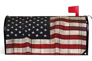 Vdsrup American Flag Mailbox Covers Magnetic Patriotic Memorial Day 4th of July Mailbox Cover Vintage Wood Board Mailbox Wraps Post Letter Box Cover Garden Decorative Oversized 25.5" X 21"