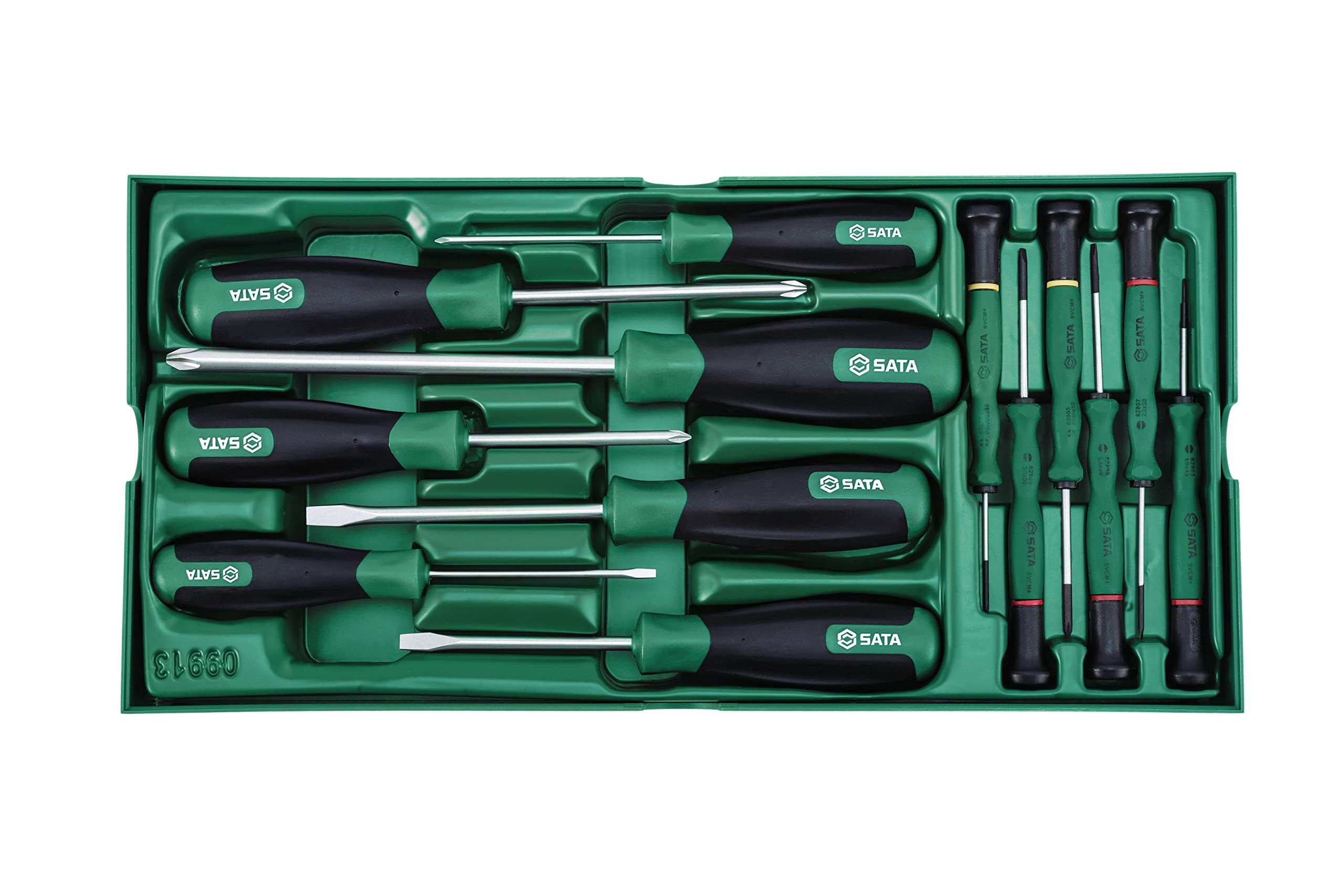 SATA ST09913SJ 13 Pieces Combination Screwdriver Tray Set , Green