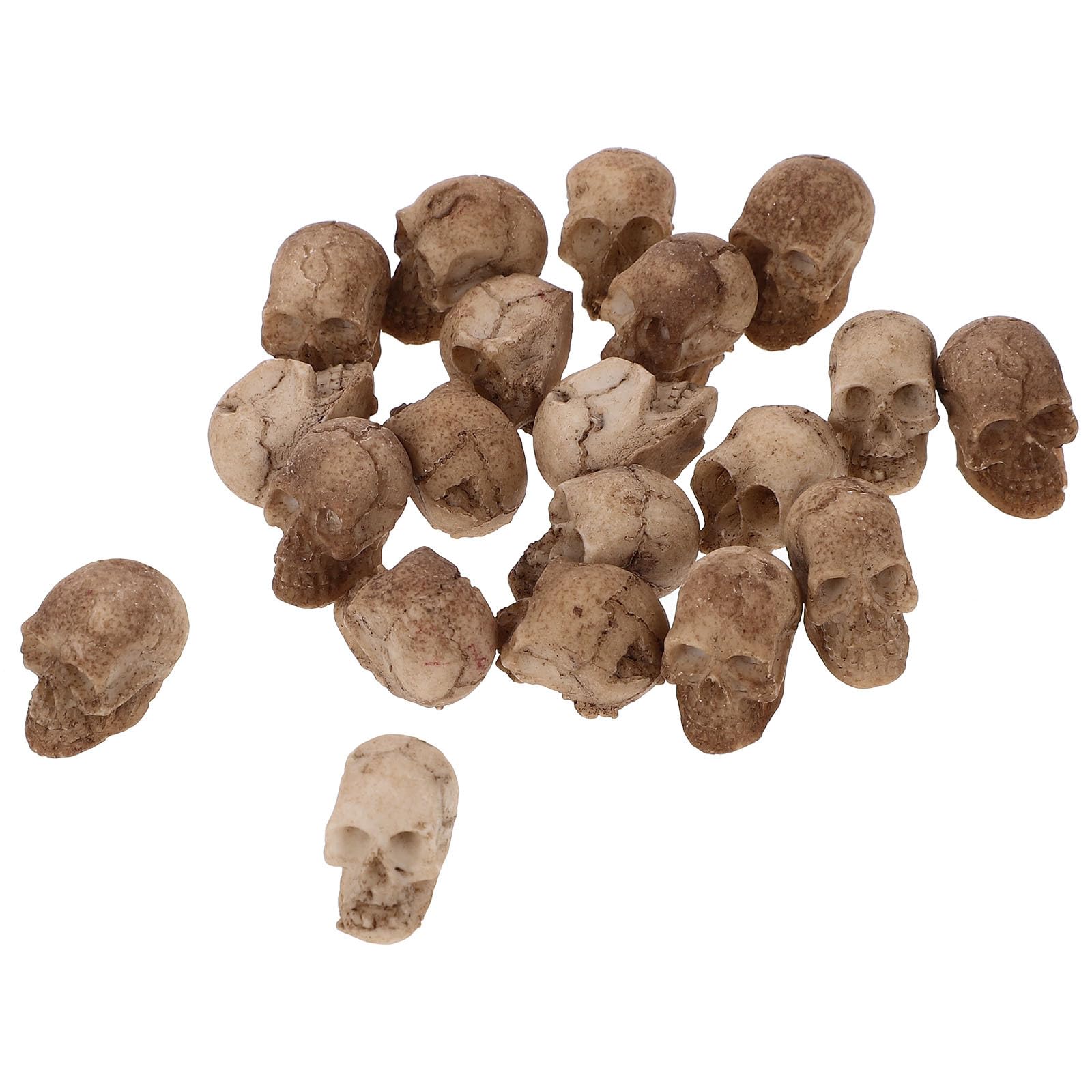 Artibetter 20Pcs Small Skull Head Statues Halloween Skull Decorations for Home Party Bar Tabletop Display Spooky Resin Ornaments