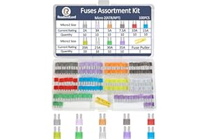 ROADANDLORD 100PCS Micro 2 Blade Fuse ATR/APT Micro2 Fuse ATR/APT Blade Fuse Kit for Car Boat Truck SUV Automotive Replacement Fuses (100 PCS)