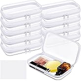Sanwuta 10 Pcs Hard Zipper Case Clear Hard Pouches Plastic Zipper Pencil Box Toy Storage Bins Portable Plastic Container for Travel Toiletry Office Cosmetic Block Puzzle Organizer(S,Clear)