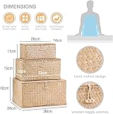 woodluv Set of 3 Seagrass Storage Boxes with Lid Lightweight Baskets view 7