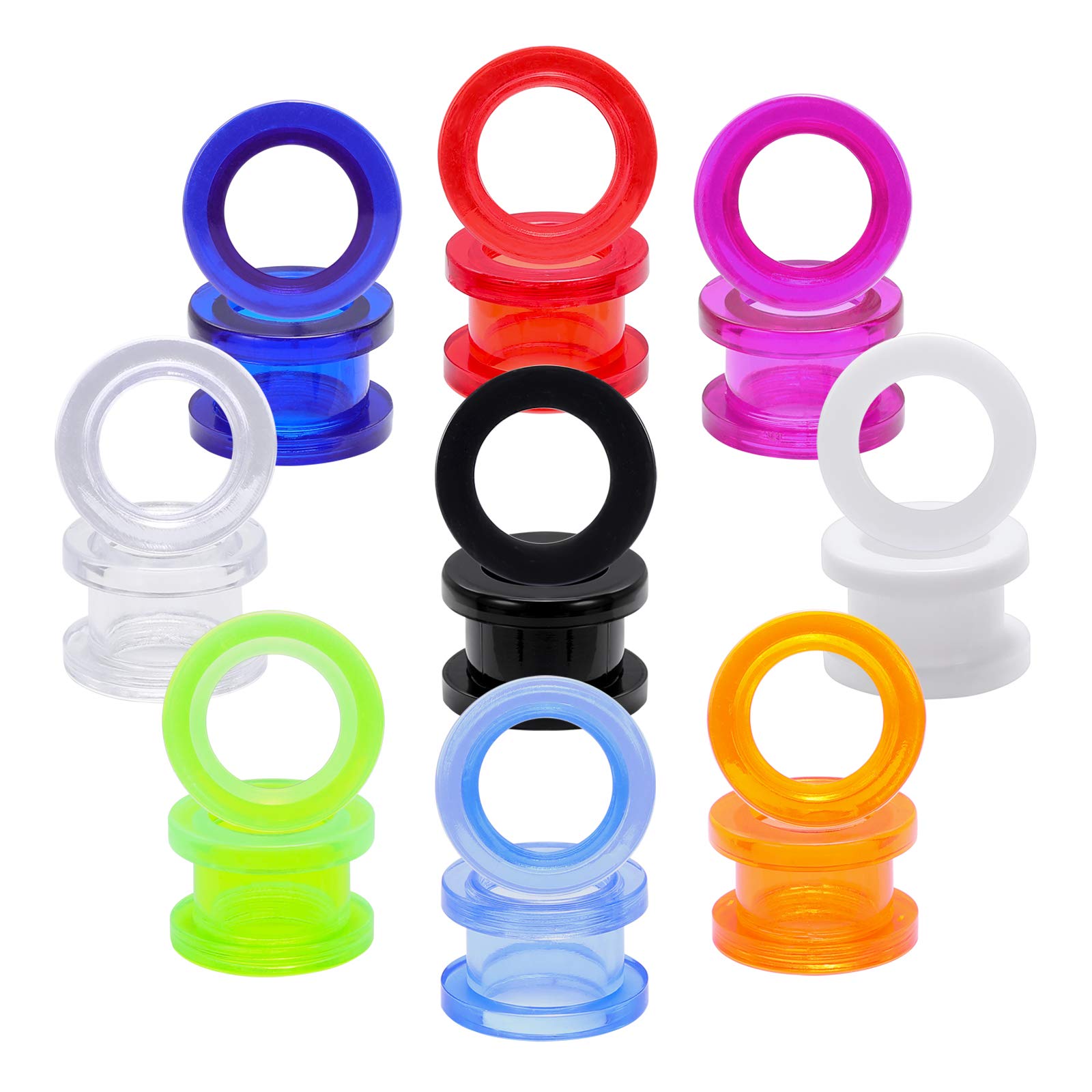Zs9 Pairs Clear Uv Acrylic Screw Doble Flared Ear Plugs