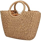 Women Summer Beach Bag, Straw Handbag Top Handle Big Capacity Travel Tote Purse Hand Woven Straw Large Hobo Bag
