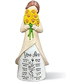 Bozspacer Christian Figurine for Women – “You are” Sunflower Resin Doll with Bible Verses – Hand-Painted Spiritual Statue Decor – Religious Faith Gift for Women – Home & Church Christmas Keepsake