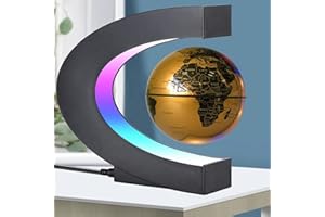 DCAUT Magnetic Levitation Floating Globe with LED Light, Office Decor, Levitating Globes Desk Decor, Holiday Gifts for Men | Father | Husband | Boyfriend | Kids | Boss, Xmas Gifts(Golden)