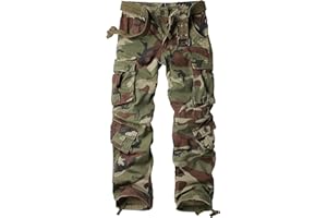 AKHIKING Men's Camo BDU Cargo Tactical Ripstop Casual Lightweight Baggy Combat 100% Cotton Pants with 8 Pockets(No Belt)