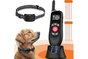 HOWFATEAM Wireless Dog Fence System, 2 in 1 Electric Fence for Dogs with Smart Magnetic Charging Base, Outdoor Portable Dog Perimeter Collar Fence, Adjustable Warning, Suitable for Large Medium Small Dogs