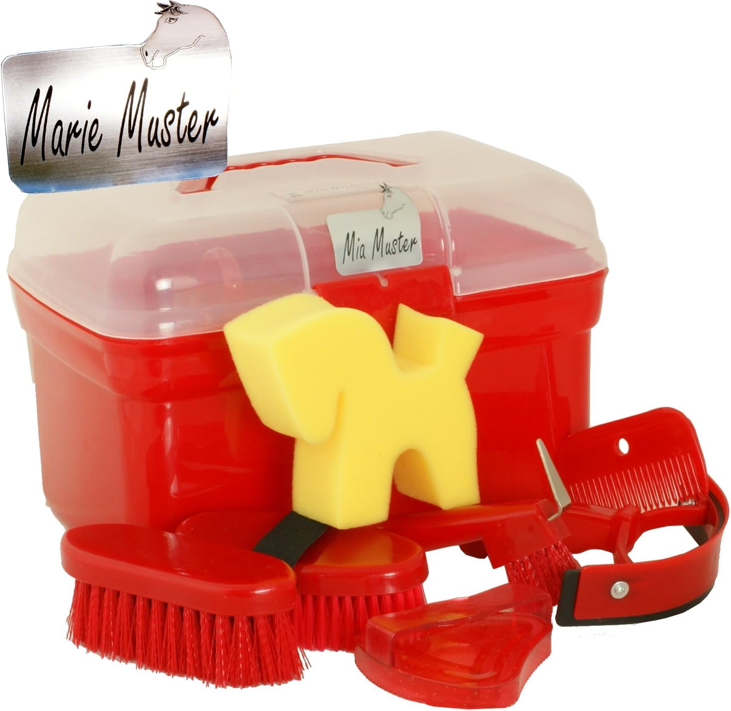 Children's HorseGrooming Box (with notes) Red with Engraving Amazon