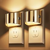 L LOHAS LED Night Lights Plug into Wall, Dimmable Night Light 2 Pack | Plug in Night Light with 3 Level Brightness, 3000K Soft White, Gold Housing