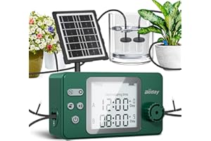 BEDAY Solar Powered Dual Pump Drip Irrigation Kit for Outdoor Indoor Plants, 2-Zone Smart Self-Watering System with USB Charging, Automatic Plant Waterer for Garden Patio Balcony Vacation