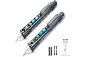 LETONNEY 2PCS Voltage Tester, Non Contact AC Voltage Tester Pen, Breakpoint Finder, Dual Range 12V-1000V/48V-1000V, Buzzer Flashing LED Alarm, Flashlight (Grey)