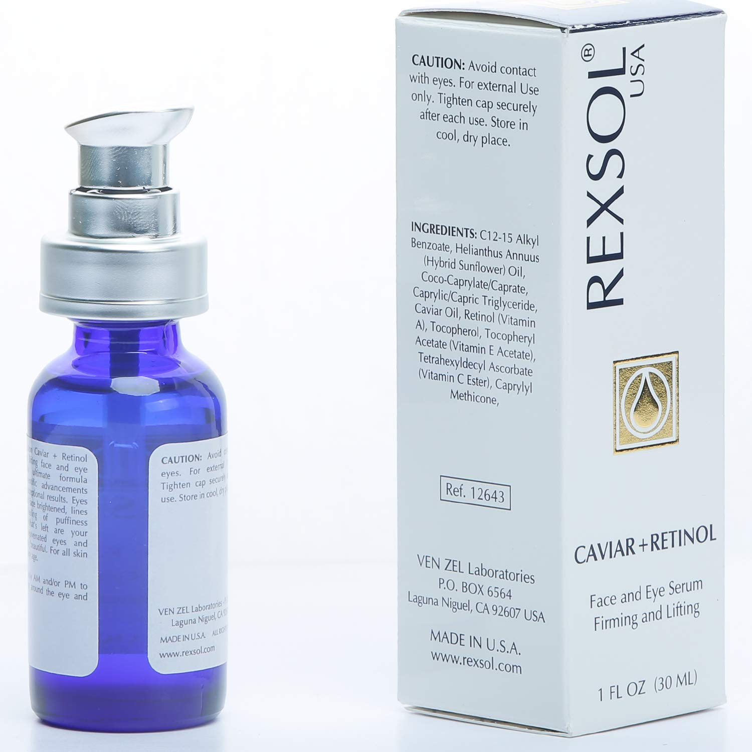 REXSOL CAVIAR + RETINOL Face and Eye Serum Firming and Lifting With