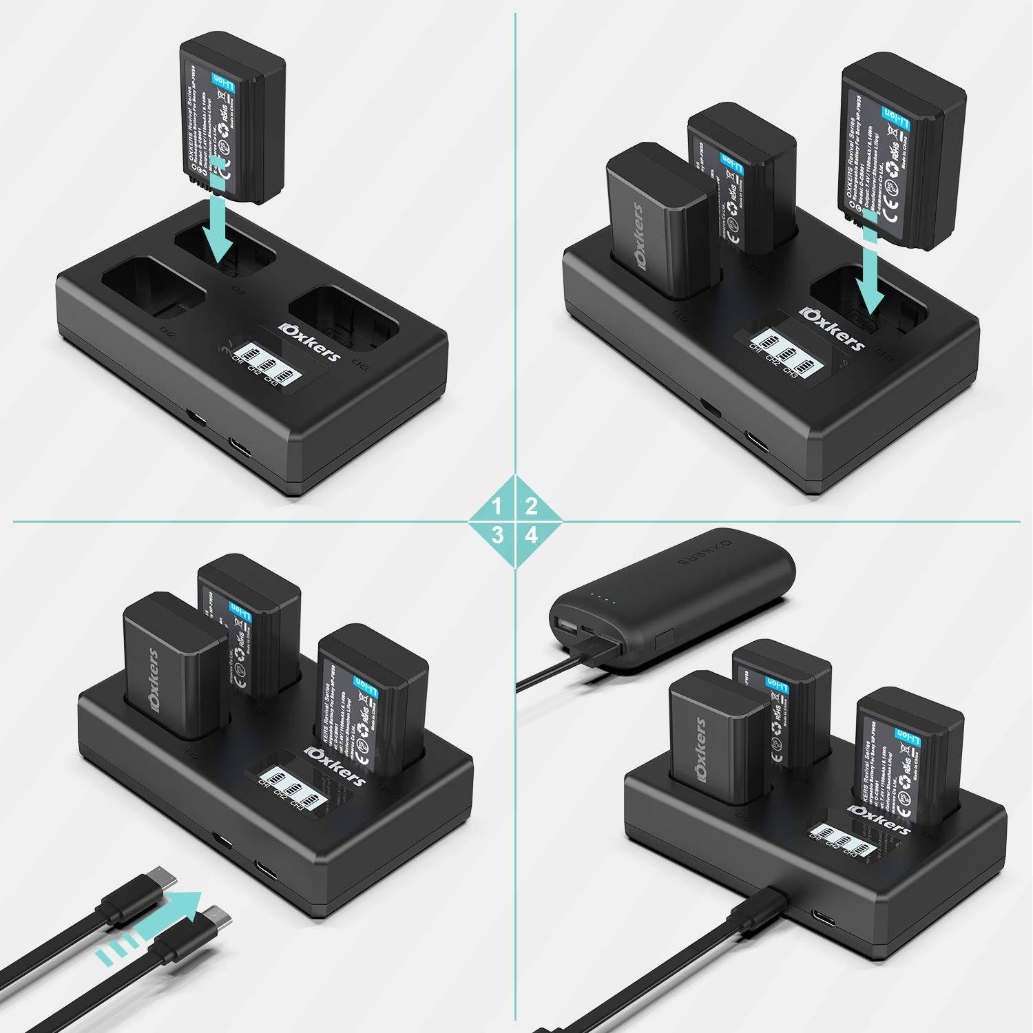 NP-FW50 Akku für Sony DigitalKamera Ersatzakku für Sony Alpha7/7ii/6500/6300/6000/5100 NEX-7 NEX-6 NEX-F3 NEX-3 Nex-5 NEX-5N NEX-5T SLT A55V A33 A35 A37 usw 2 Ersatzakku mit 1 Ladegerät 1100mah von Oxkers