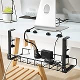 Xpatee Under Desk Cable Management Tray 2 Pack No Drill No Screws Black view 2