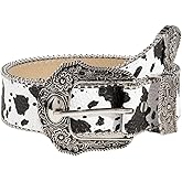 Verdusa Women's Cow Print Western Leather Belt Fashion Waist Belts