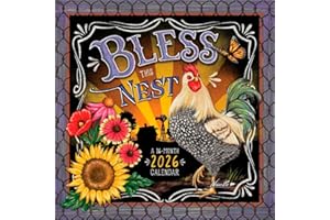 Bless This Nest | 2026 12 x 24 Inch (Hanging) Monthly Square Wall Calendar | Featuring the Artwork of Ninette Parisi | Plastic-Free | Hopper Studios | Chalkboard Style Artwork