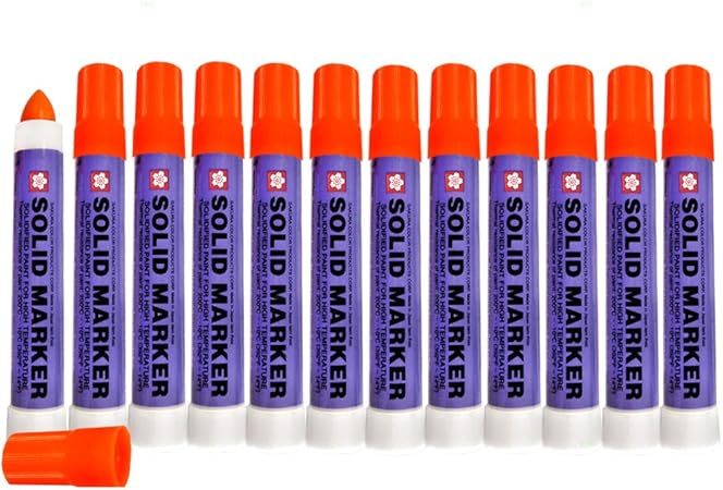 Amazon 12ピースセットダース蛍光オレンジsakuraソリッドペイントマーカーオートアート車ディーラーtwist Up Forインドア アウトドアさまざまなサーフェス ペイント 防錆 車 バイク