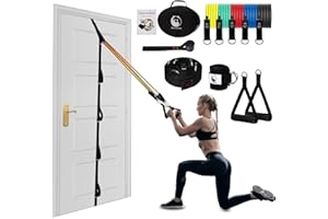 Slim Panda Door Anchor Strap for Resistance Bands - Multi-Point Resistance Band Door Anchor with 5 Stainless D-Rings - Heavy 