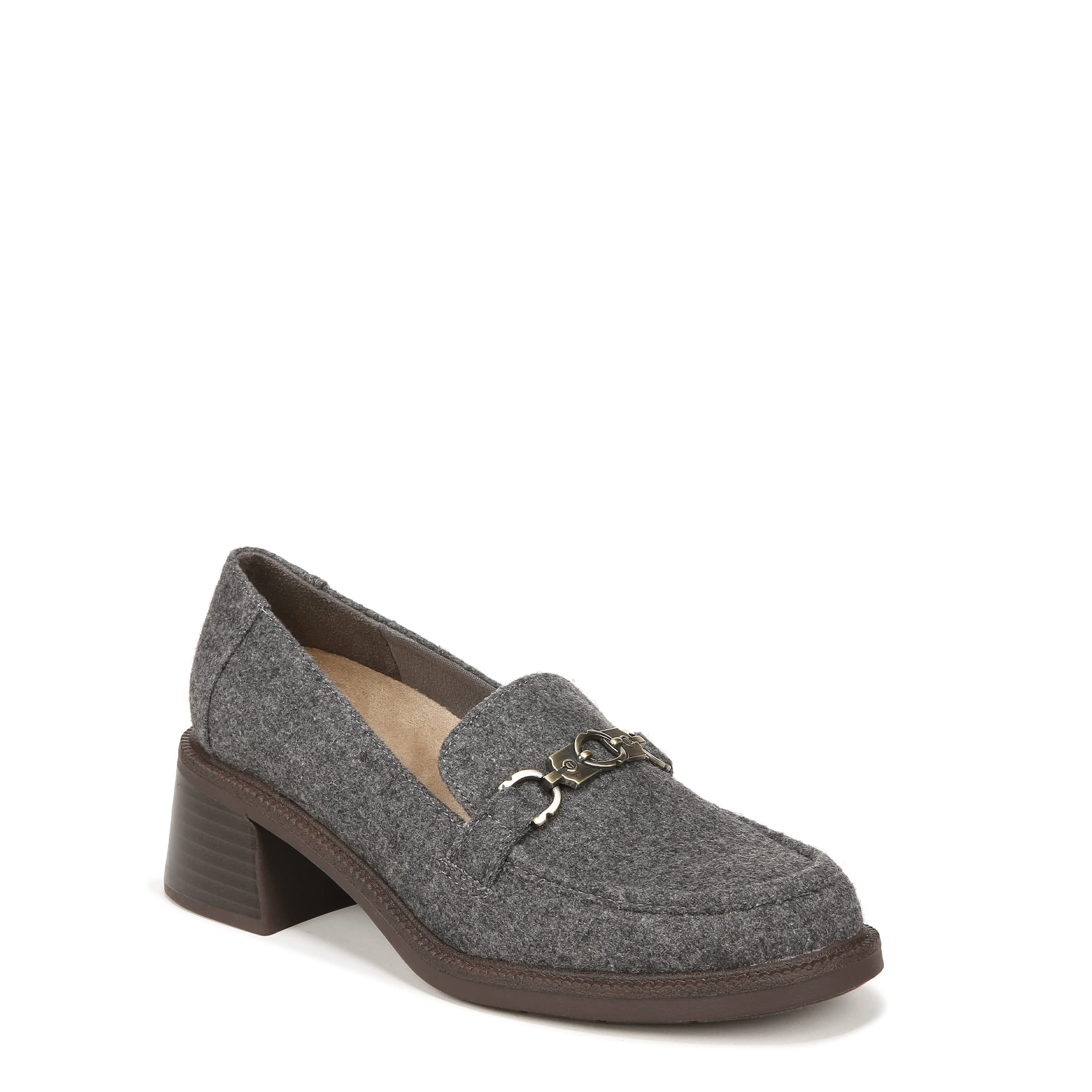 Dr. Scholl’s Shoes Womens Rate Up Bit Slip On Block Heel Loafer Charcoal Grey Fabric 9.5 M