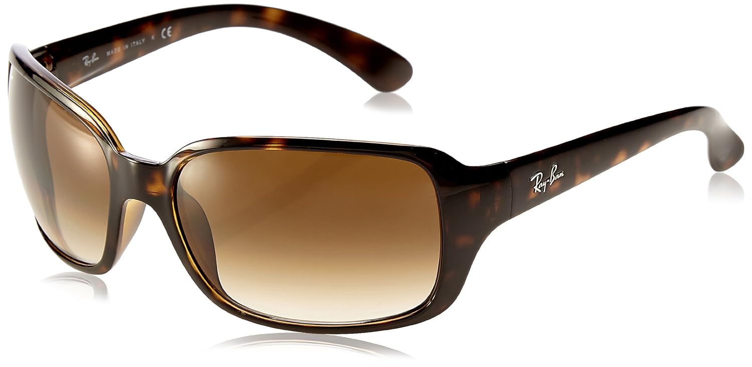 RayBan Women's RB4068 Rectangular Sunglasses, Brown (710/51 Light