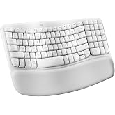 Logitech Wave Keys for Mac, Wireless Ergonomic Keyboard with Cushioned Palm Rest, Comfortable Natural Typing, Bluetooth Keyboard, Easy-Switch, Optimized for Mac, Apple, iPad - Off White(Renewed)